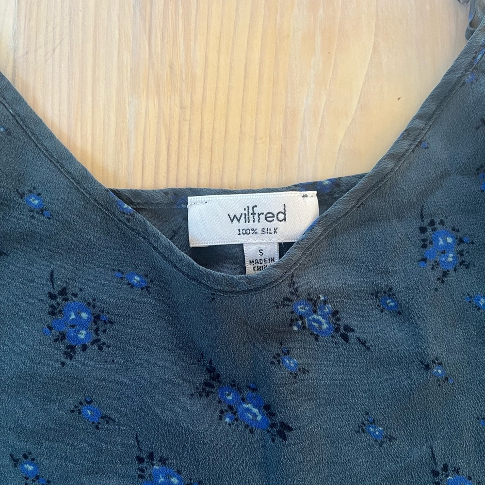Wilfred S XS Silk Cami Dark Teal Floral Tank - Picture 3 of 14